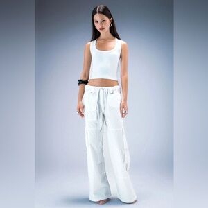 The Kript gengi cargo pants white drawstring large x-large Grunge Street Y2k 90s